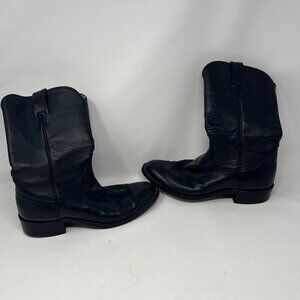 Larry Mahan cowboy roper boots black leather 7E